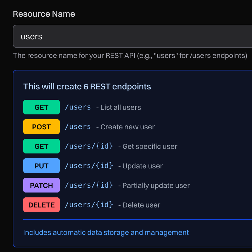 CRUD Endpoints demo screenshot