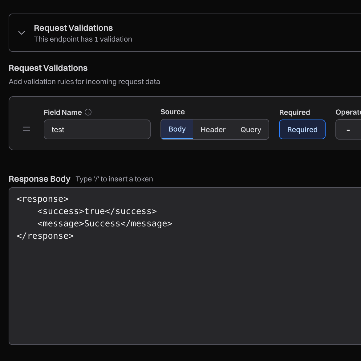 Validation Endpoints demo screenshot